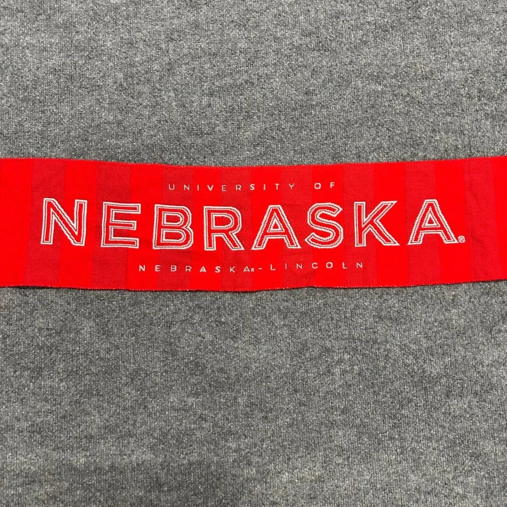 University of Nebraska Scarf Unisex OS Red White Striped Knit Fringe Huskers Fan